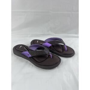 Nike Comfort Footbed Brown Purple Thong Padded Flip Flop Slide On Womens Size 10